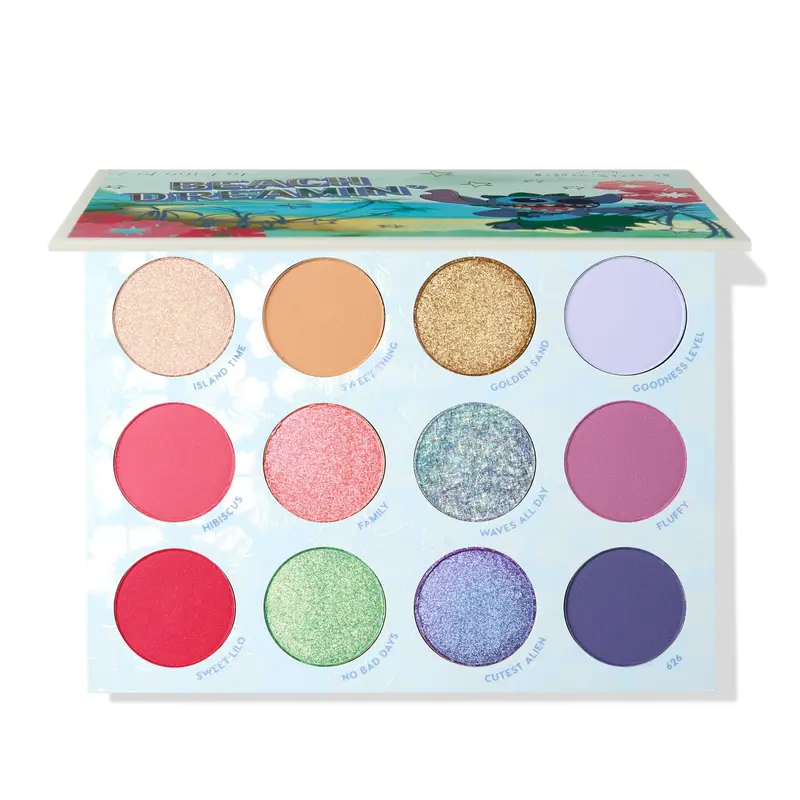 ColourPop x Stitch Beach Dreamin’ – Palette 12 Fards Mat, Métalliques et Irisés (Édition Limitée)