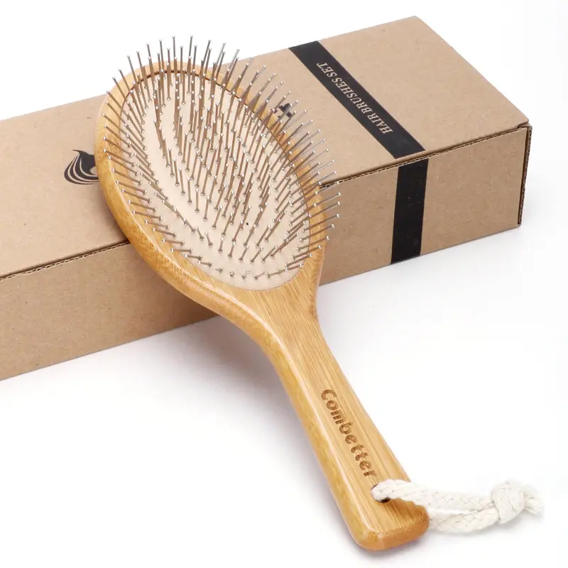 Combetter Brosse Cheveux Bambou – Démêlage Doux, Massage Cuir Chevelu
