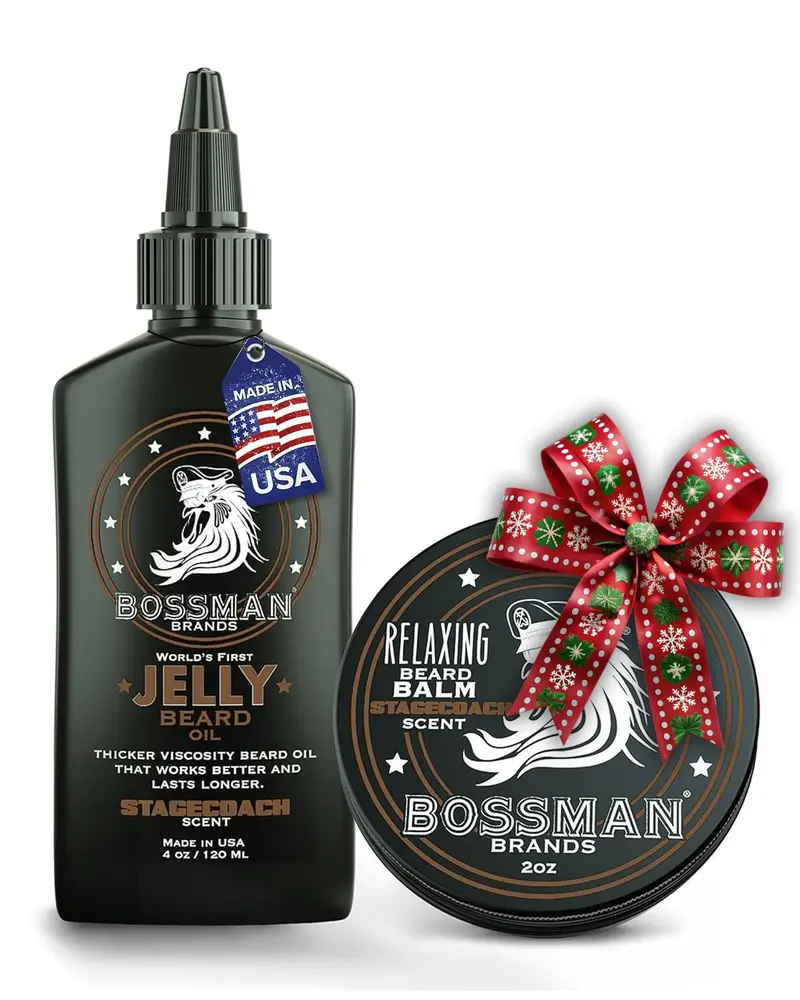 Combo Bossman Jelly Beard Oil & Beard Balm – Senteur Stagecoach – Fabriqué aux États‑Unis