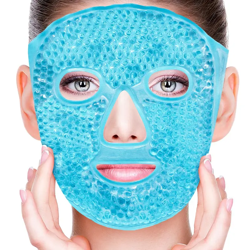 CONBELLA Masque Gel Glacé Visage et Yeux – Compresse Chaud/Froid, Soulagement Confort