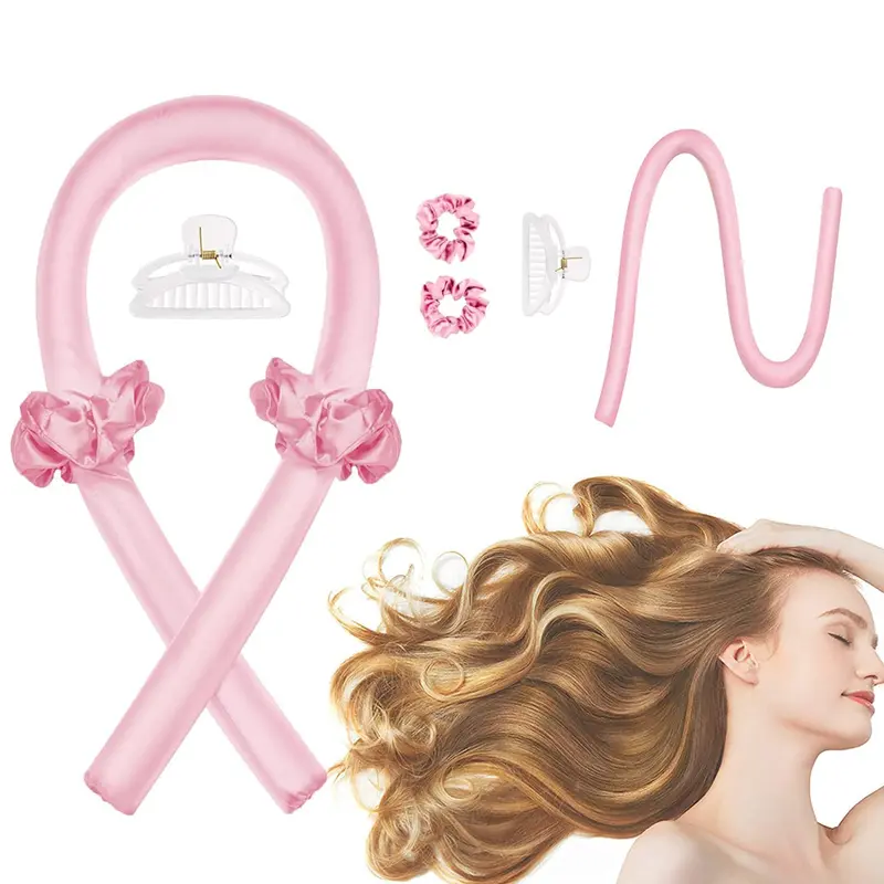 CORATED Bandeau Boucles Sans Chaleur – Rouleaux en Soie Pour Nuit, Kit Styling avec Clips et Scrunchie