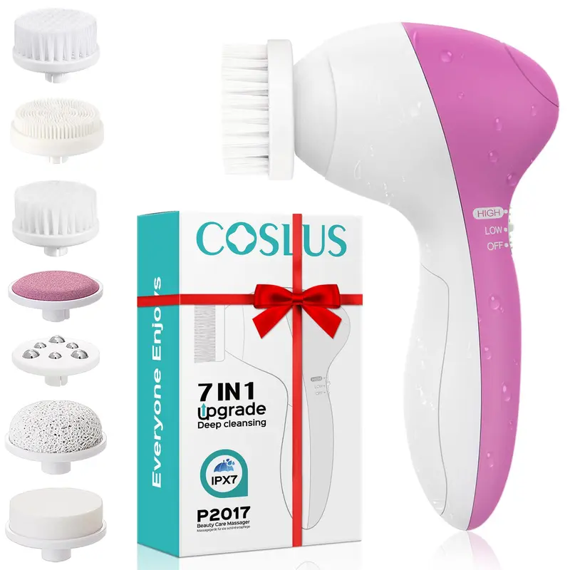 COSLUS Brosse Visage Silicone 7-en-1 – Nettoyage profond et Exfoliation Douce