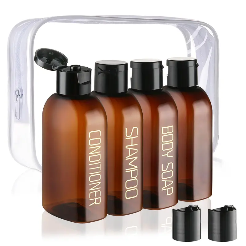 Cosywell Bouteilles de Voyage pour Articles de Toilette – Ensemble 4 pièces (100 ml), étanches, bouchon à clapet