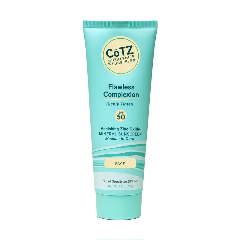CoTZ Teinte Riche — Écran Solaire Minéral Visage SPF 50 | Pour peaux moyennes à foncées | Tous types de peau | 70 g