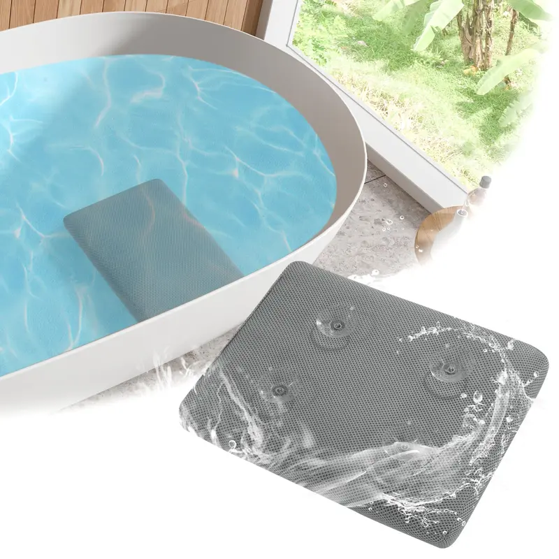 Coussin de Bain MABOZOO pour Baignoire — 4 Ventouses Puissantes, Tissu Maillé Séchage Rapide (Gris)