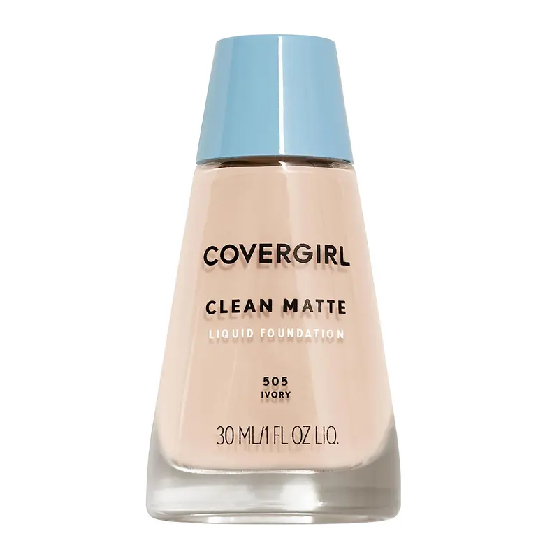 COVERGIRL Fond de Teint Liquide Clean Matte – Ivory 505, 1 oz