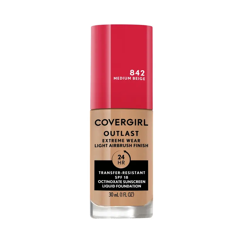 Covergirl Outlast Extreme Wear 3-en-1 Fond de Teint Liquide – Couvrance Totale, SPF 18, Medium Beige, 29 ml