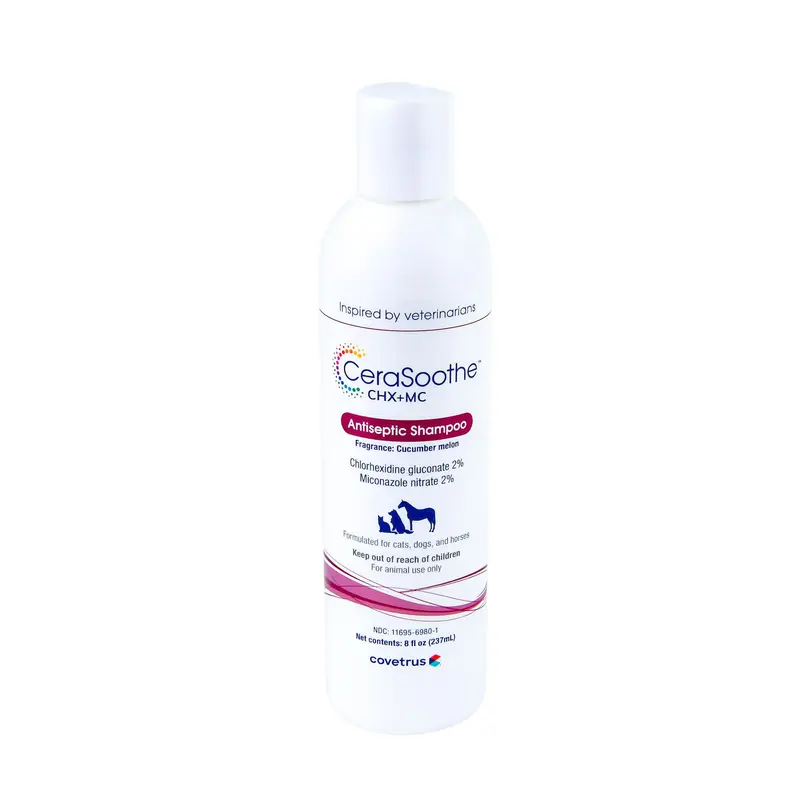 Covetrus CeraSoothe CHX+MC Shampoo antiseptique – 8 onces pour chiens, chats et chevaux