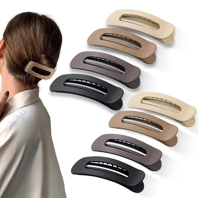 Cptots – 8 Pinces Grandes à Plat pour Cheveux Fins | Barrettes Rectangulaires, Finition Matte
