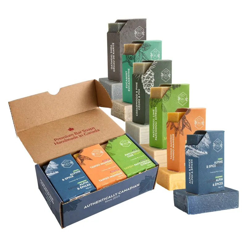 Crate 61 Organics – Savon artisanal froid 100% végétal pour peau sèche – Pack de 6 (Pour Homme) – Fabriqué au Canada