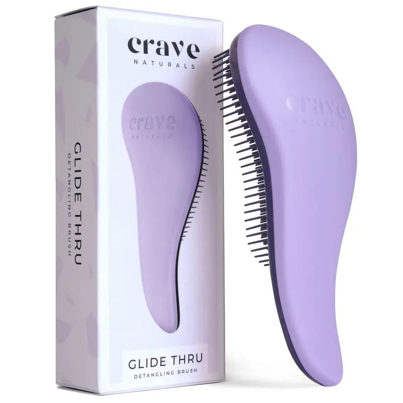 Crave Naturals Glide Thru — Brosse Démêlante Douce pour Cheveux Bouclés et Lisses, Humide ou Sec – Violet