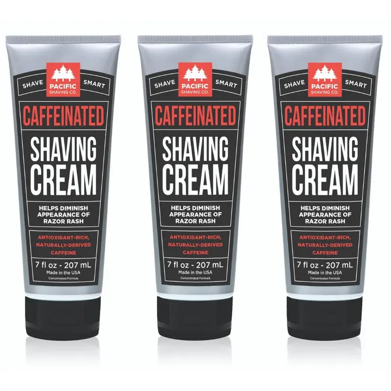 Crème à raser caffeinée Pacific Shaving Company – Beurre de karité + menthe, hydratante et apaisante (207 ml, pack de 3)