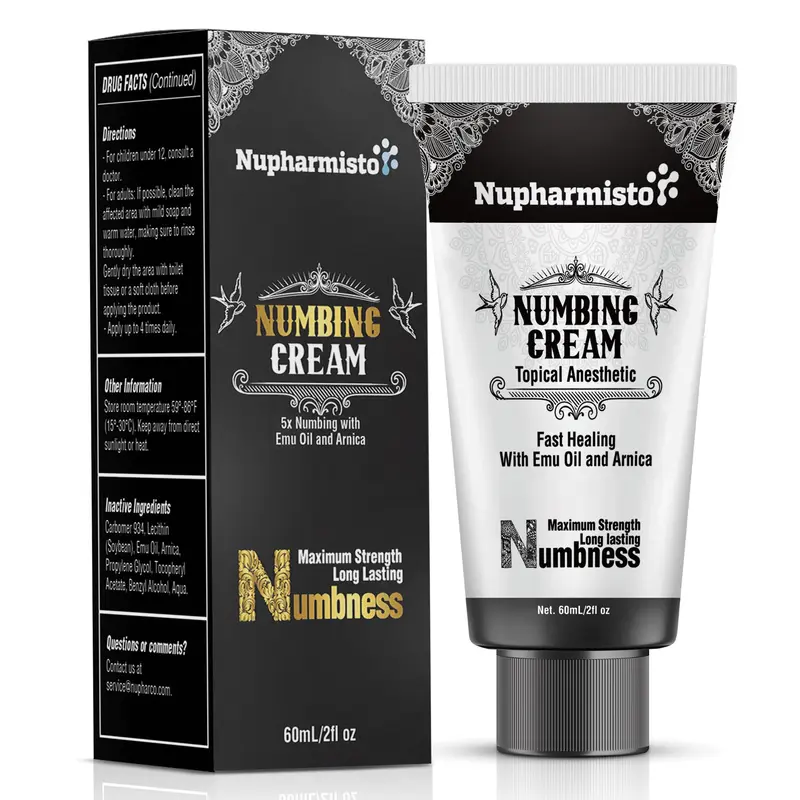 Crème anesthésique Maximum Nupharmco – Soulagement durable avec Arnica et huile d'émeu, 60 ml
