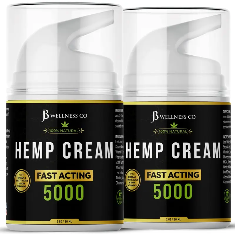 Crème au chanvre - Lot de 2 x 120 ml - Neem, MSM, Curcuma, Huile d'ému, Menthol, Aloe | JB Wellness Co