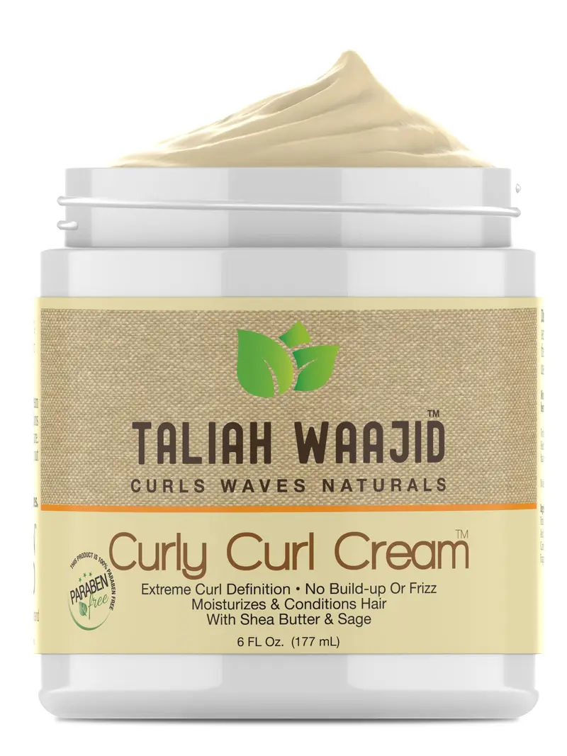 Crème Curly Curl Taliah Waajid Curls Waves Natural – Définition Extrême des Boucles | Gel Sans Résidu | Sans Parabènes | Beurre de Karité & Sauge – 6oz