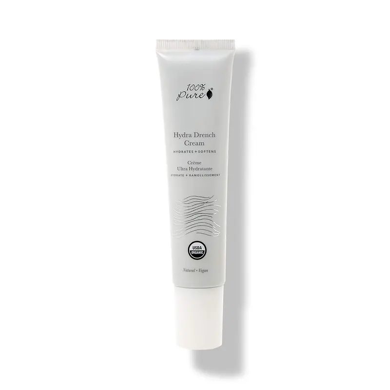 Crème Hydra Drench 100% PURE – Hydratation légère pour le visage, acide hyaluronique et eau de rose – Tous types de peau