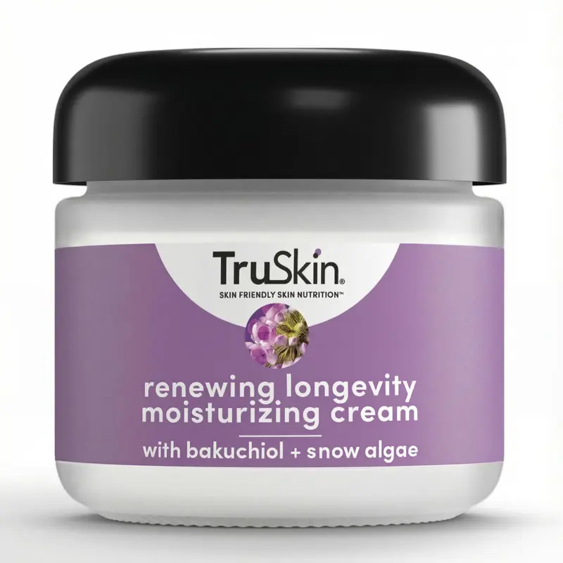 Crème Hydratante TruSkin Longevity – Bakuchiol et Algues des Neiges, alternative douce au rétinol, 60 ml