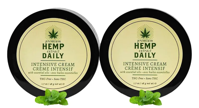 Crème Premium Hemp Extract Daily – Menthol, Argan, Jojoba, Rosehips | Hydratation légère à absorption rapide | 50 ml (1,7 oz) Menthe Classique, Lot de 2