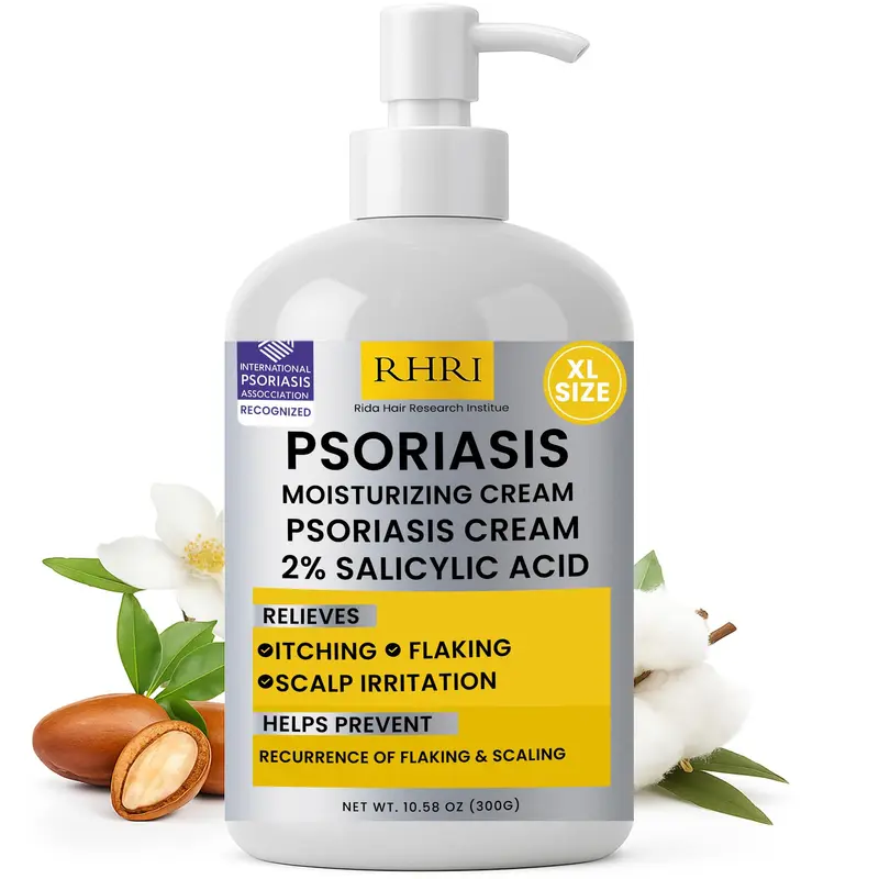 Crème Psoriasis Rida Hair Research Institute – Soulagement démangeaisons et rougeurs pour cuir chevelu, visage et corps | Taille XL