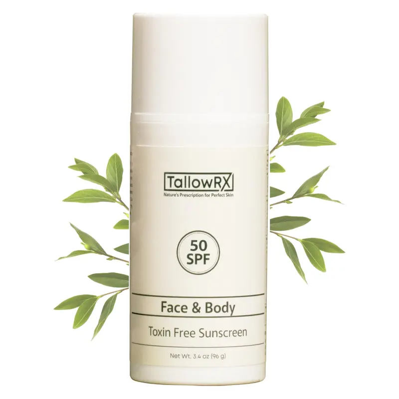 Crème solaire minérale TallowRX SPF50 – Zinc non-nano, hydratante et respectueuse des récifs pour visage et corps