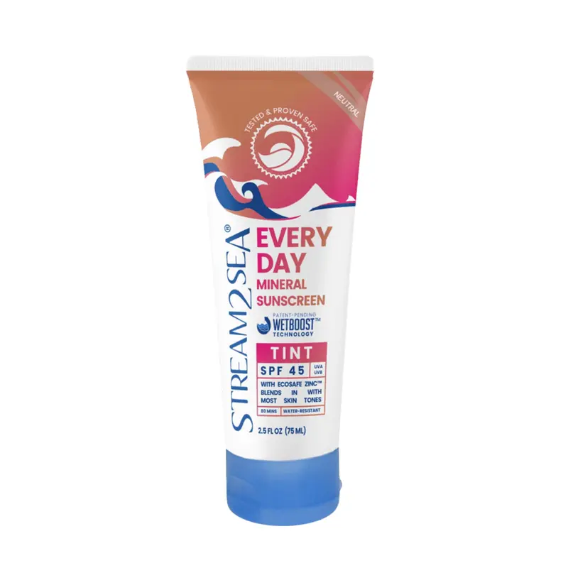 Crème solaire minérale teintée SPF 45 – STREAM 2 SEA | Biodégradable, Sans parabènes et Reef Safe, Non gras pour visage et corps