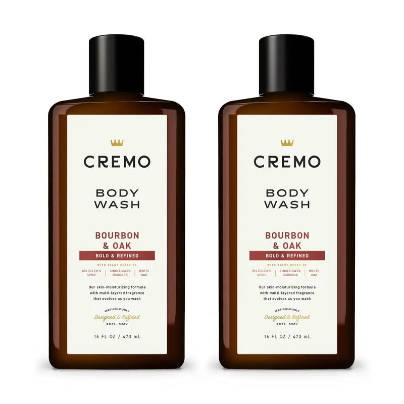 Cremo Douche à mousse riche Bourbon & Chêne – 2 × 473 ml, emballage variable