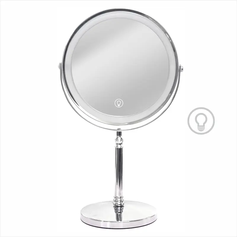 Creocasy Miroir Maquillage Lumineux 8 Pouces – 1X/10X, DEL LED, Rotation 360°, 3 Couleurs, Rechargeable