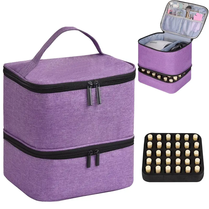 CTWWFS Organisateur Vernis – 30 Bouteilles (15 ml) et Étui Lumière Violet Pourpre – Voyage