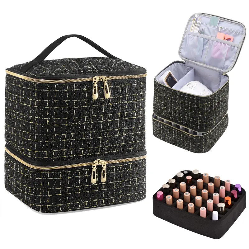 CTWWFS Organisateur Vernis et Étui Lampe pour Ongles – 30 Flacons (15 ml), Noir C