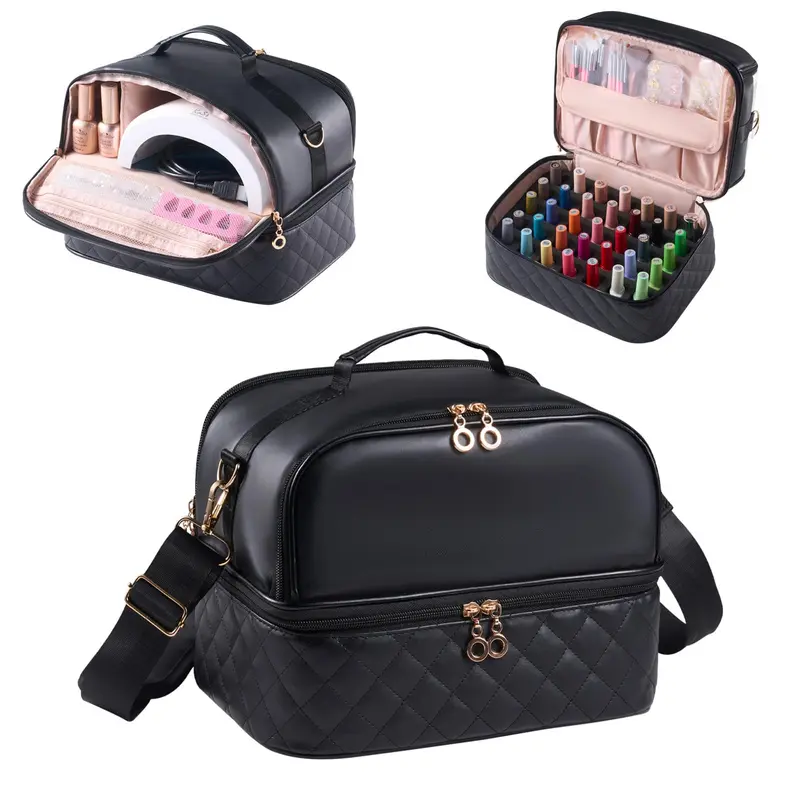 CTWWFS Organisateur Vernis et Lampe – 35 Bouteilles, Sac à Double Compartiments (Noir)