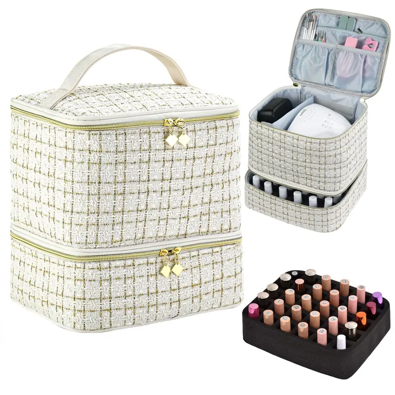 CTWWFS Organisateur Vernis et Lampe à Ongles – Étui 30 Bouteilles (15 ml) avec Lampe – Couleur A-White