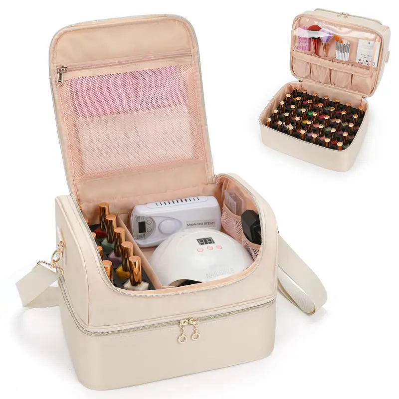 CUBETASTIC Organisateur Vernis – 45 Emplacements, Étui Portable avec Lampe LED (Blanc)