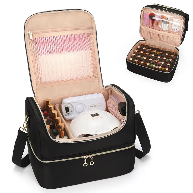 CUBETASTIC Organisateur Vernis à Ongles Portable — 45 Bouteilles + Lampe LED
