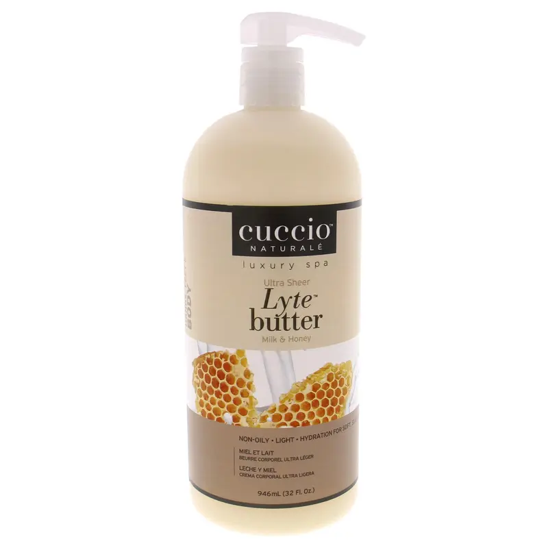 Cuccio Naturale Lyte Beurre pour le Corps Ultra-Sheer — Hydratation profonde Lait et Miel, 32 oz, Cruelty-Free