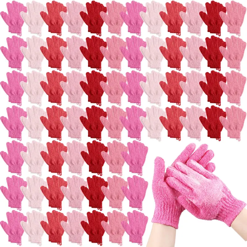 Cuffbow – Gants exfoliants double-face pour le corps, 90 pièces (45 paires) – rose