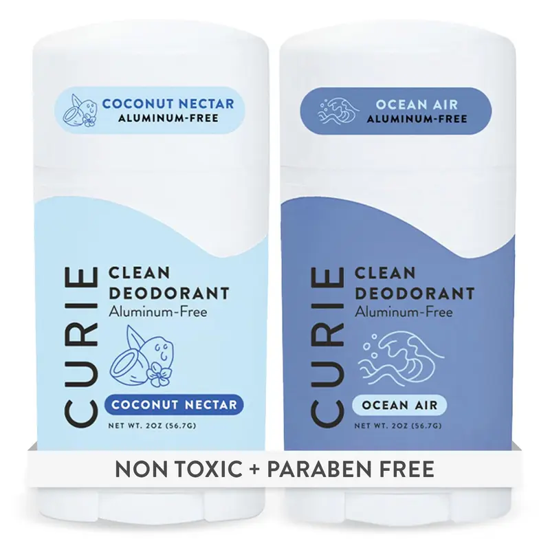 Curie Déodorant Naturel pour Femmes – Coco Nectar & Air Océan, Sans Aluminium, Sans Parabènes (Duo 2 pièces)