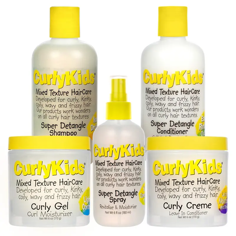 CurlyKids Ensemble Démêlant Boucles – Shampoing, Après-Shampoing, Gel et Crème Sans Sulfates