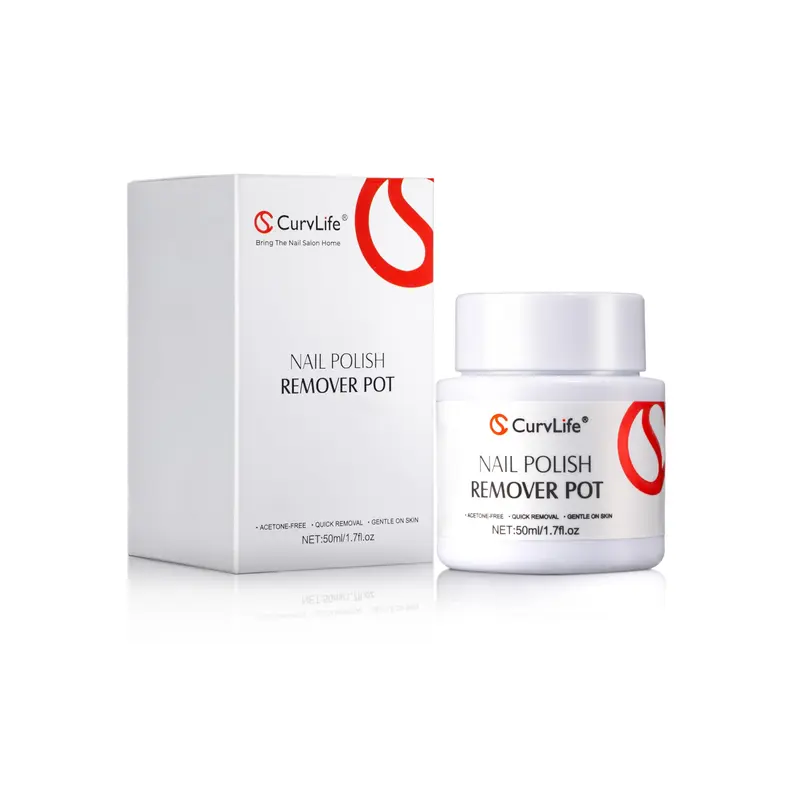 CurvLife Dissolvant Sans Acétone – Pot de 50 ml, Retrait rapide et doux avec huile de jojoba et éponge applicatrice
