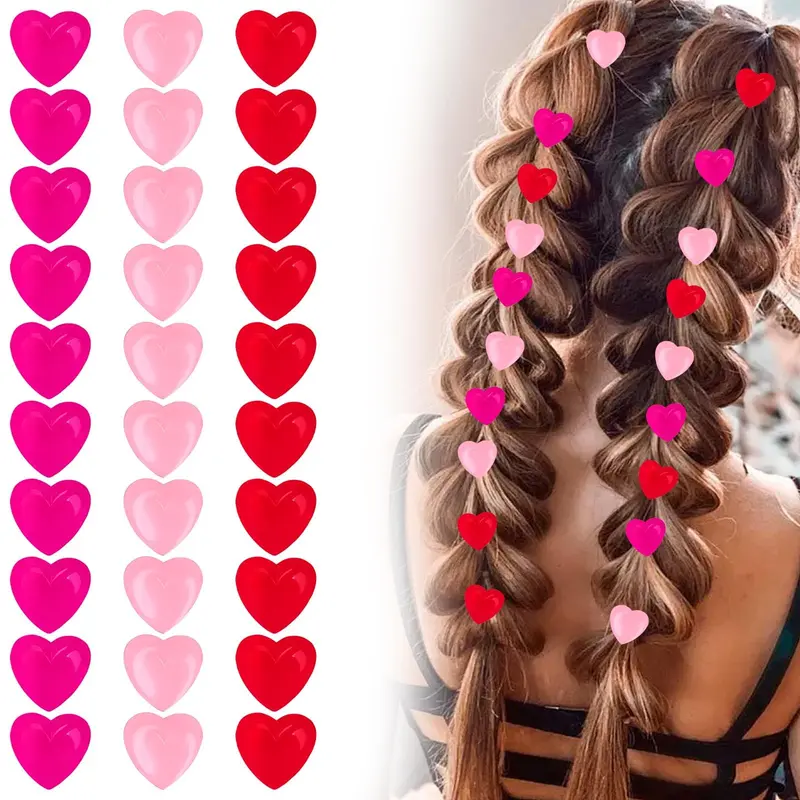 CYUXING 30 Pinces Coeur Strass Mini Rose – Accessoires Coiffure Femme