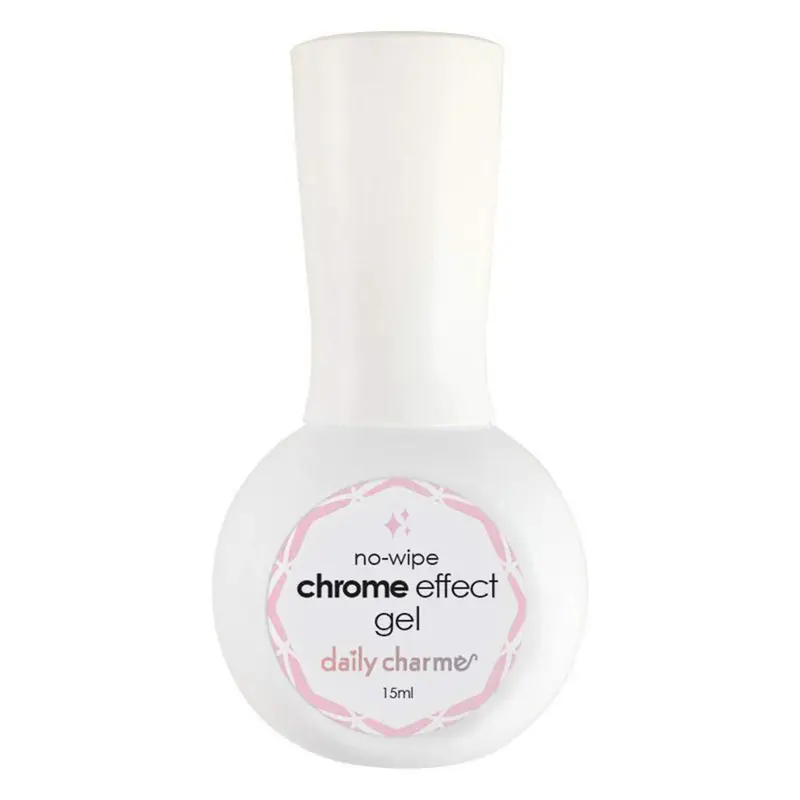 Daily Charme Gel Chrome Sans Essuyage – Base pour Poudres Chrome, 15 ml, Fini Miroir