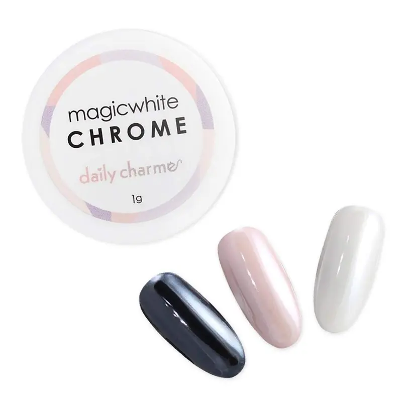 Daily Charme Magic White – Poudre Chrome Blanche 1 g pour Nail Art, Effet nacré et Glazed Donut