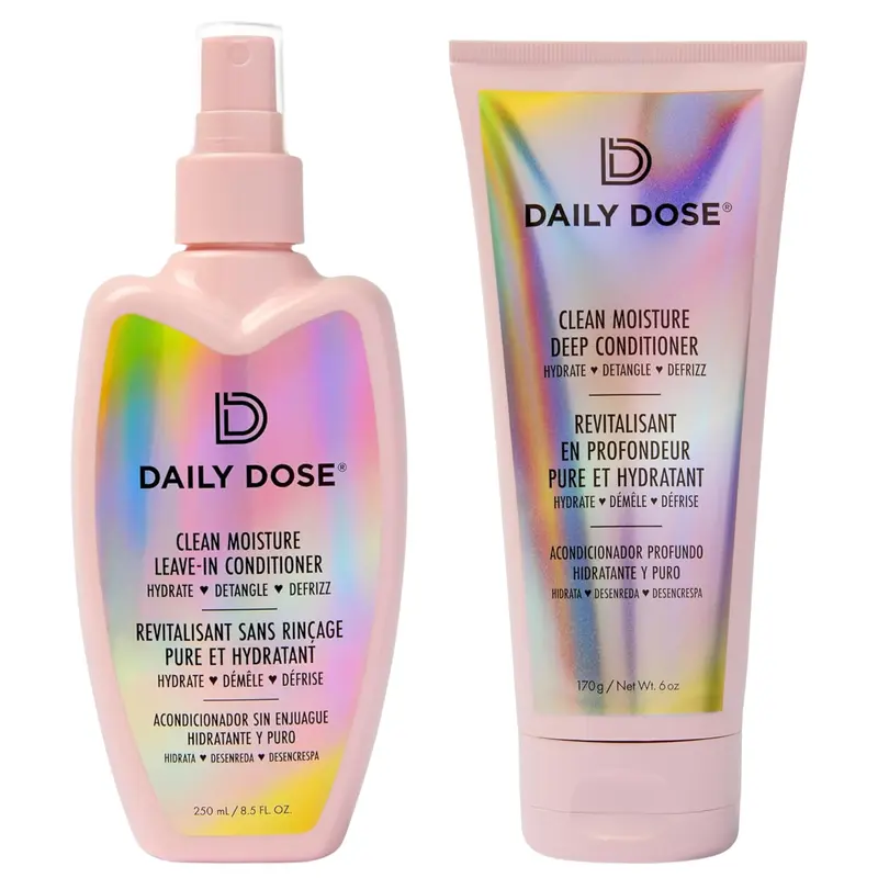 Daily Dose Duo Hydratant Primé – Spray démêlant sans rinçage + Masque profond pour tous types de cheveux