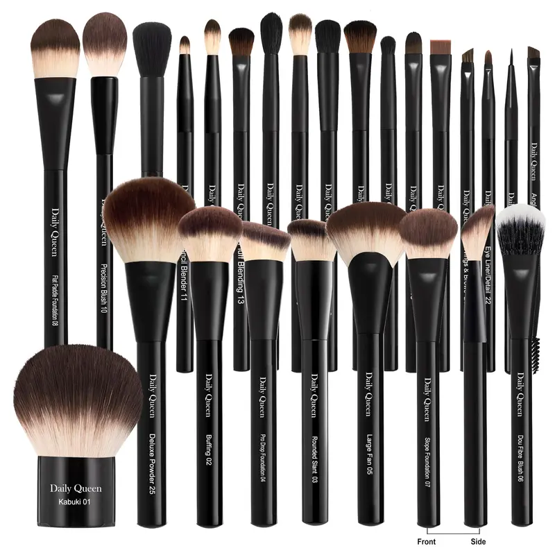 Daily Queen – Ensemble pinceaux maquillage 25 pièces avec étui noir
