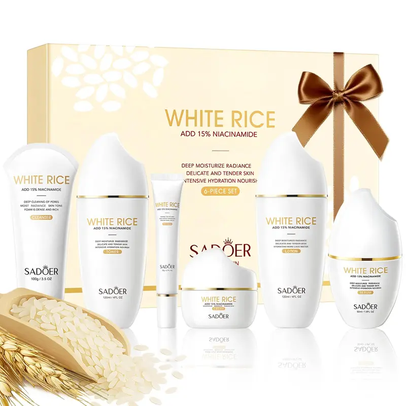 DailyBrio – FOR SADOER Ensemble Soin Riz Niacinamide 6 pièces pour Raffermir et Hydrater le Visage