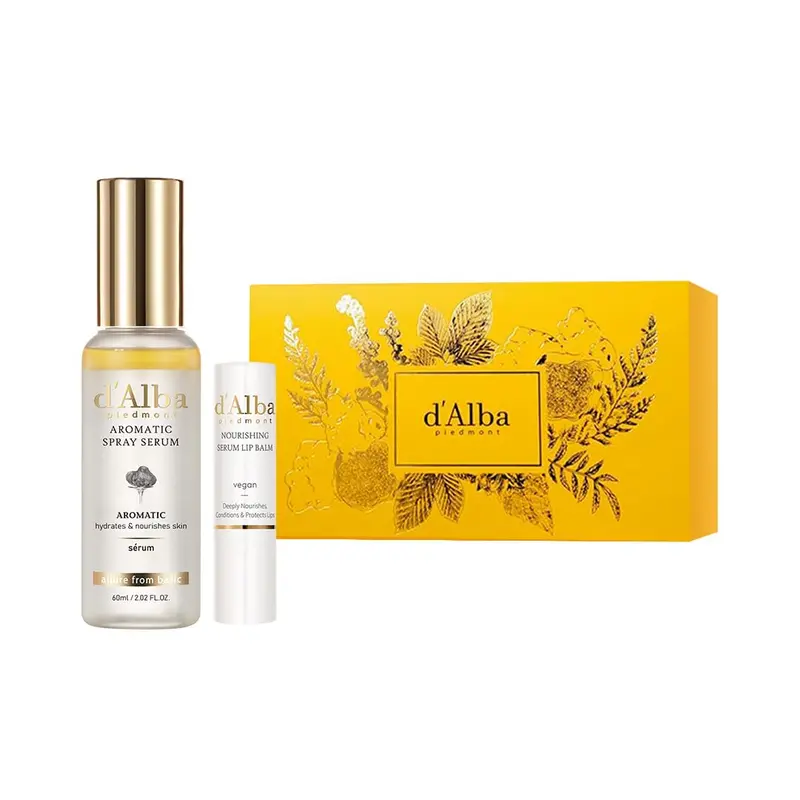 d'alba Piedmont Coffret Cadeau Truffe Blanche Vegan – Sérum Aromatique en Spray et Baume Lèvres 35 g