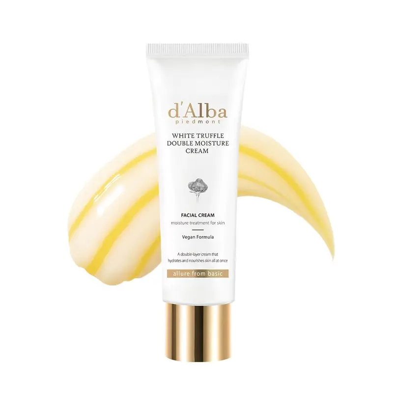 d'alba Piedmont Crème Double Hydratation Truffe Blanche 2-en-1 — Soin Visage Vegan, Fermeté et Élasticité (2,02 oz)