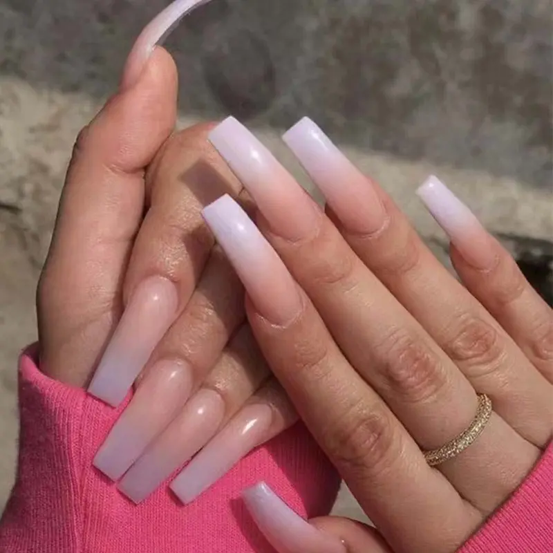 DANMANR – Faux ongles press-on carrés French nude, 24 pièces | Look naturel et tenue durable