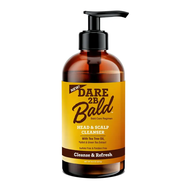 DARE TO BE BALD – Nettoyant cuir chevelu et tête rasée avec Tea Tree, Menthe et Extrait de Thé Vert – 236 ml