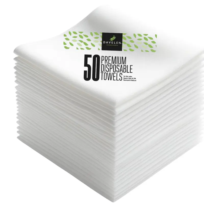 DAVELEN Serviettes jetables grand luxe – 50 pièces | Spa et Salon, Douceur et Écologique 32x16