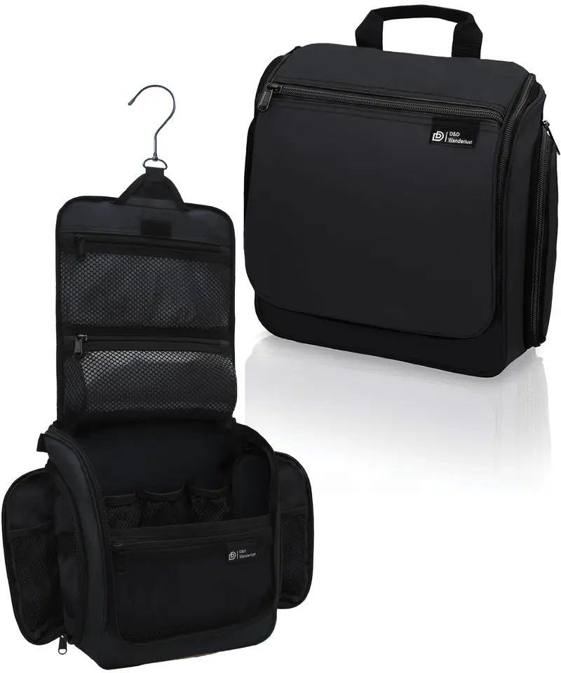 DD D&D Wanderlust Sac de toilette suspendu grand format - Organisateur de voyage 10 compartiments, fermetures YKK, crochet XXL et nylon imperméable